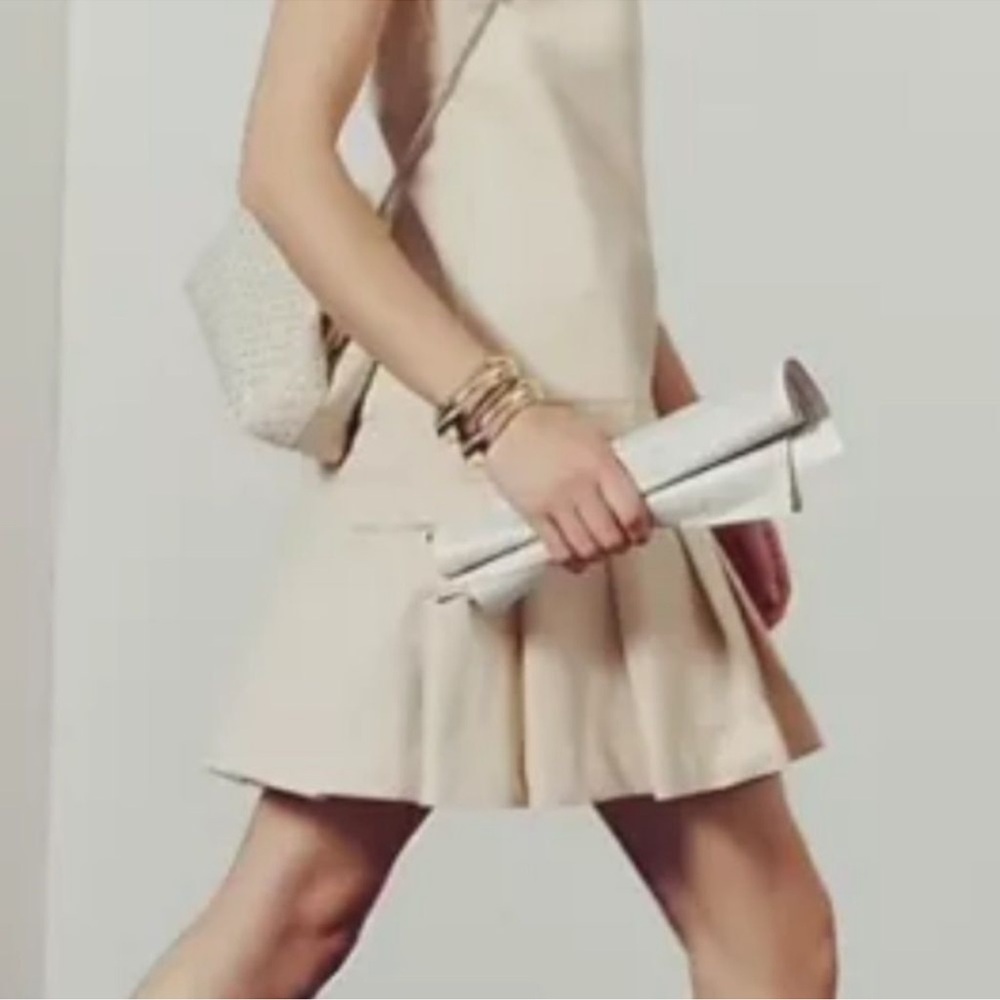 NWT J. Crew Sleeveless Pleated Drop-Waist Dress — Beige